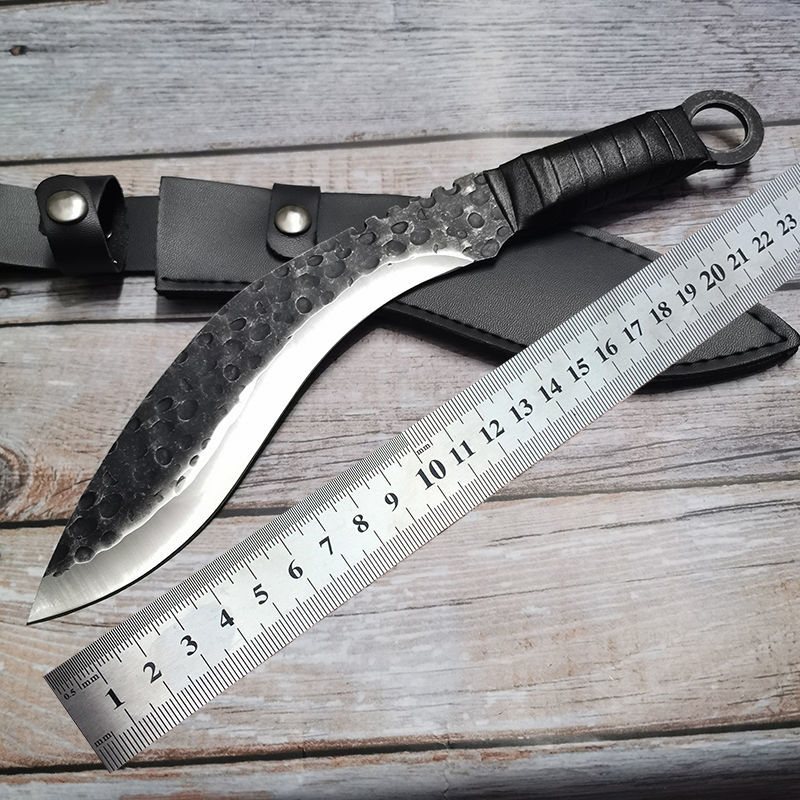 尼泊尔军弯刀军刃大马士革大号荒野求生户外 退役随身刀龙骨直刀特战