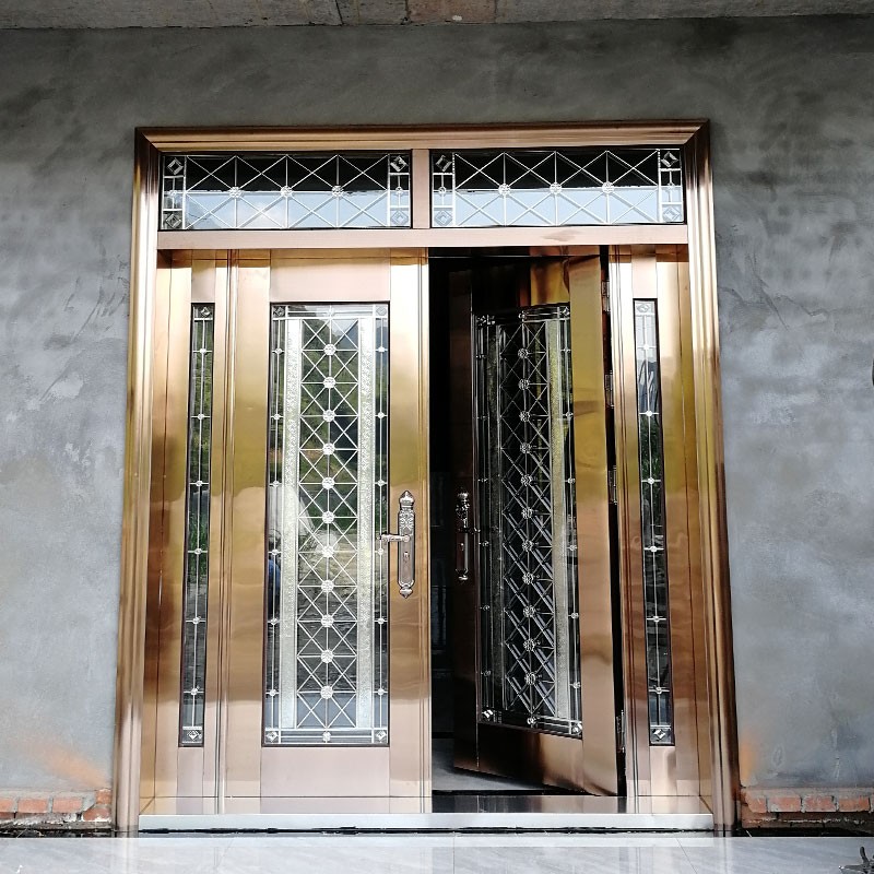 304不锈钢门别墅大门双开门乡村家用自建房单门防盗门入户门 款式1