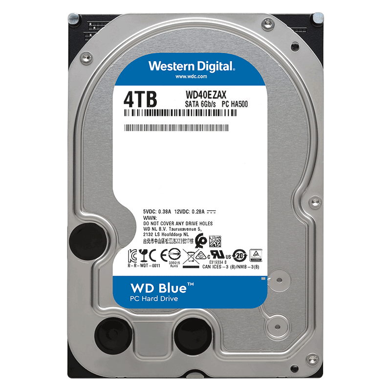 西部数据 机械硬盘 WD Blue 西数蓝盘 4TB CMR垂直 5400转 256MB SATA (WD40EZAX)