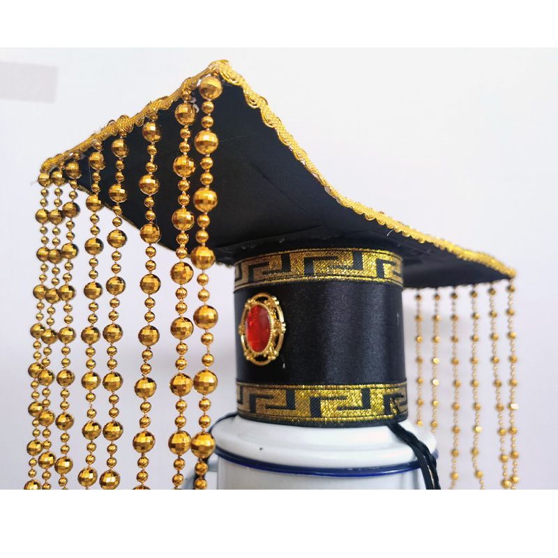 洛必達(dá)古代皇帝帽子平頂頭冠影視帽子玉皇大帝秦始皇帽垂帝皇帝頭 皇帝帽子  可調(diào)節(jié)