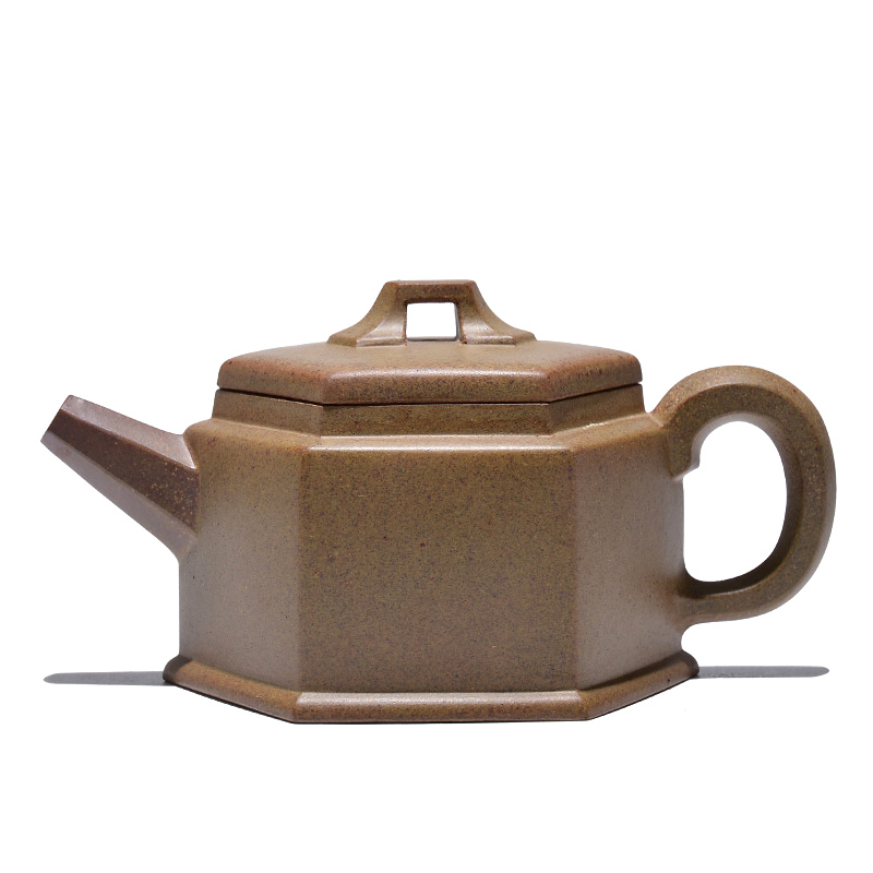 吉羊 古法柴烧紫砂壶纯手工泡茶壶功夫茶具 宜兴原矿六方井栏壶180ml