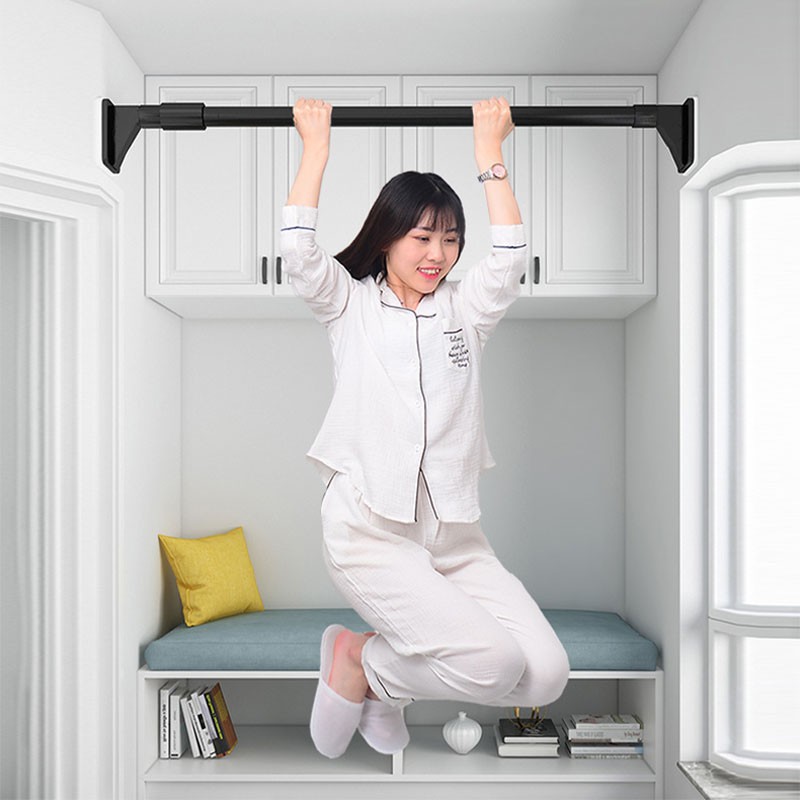 欧曼蒂（OMANTI）免打孔阳台加厚晾衣杆窗帘杆不锈钢伸缩杆浴帘杆衣柜晒衣杆支架杆 【黑色1.5-2.5米间距使用】