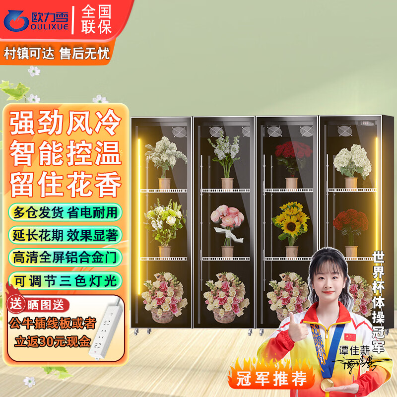 欧力雪智能鲜花柜商用冷柜全屏鲜花冷藏柜立式节能冰箱鲜花冰柜展示柜