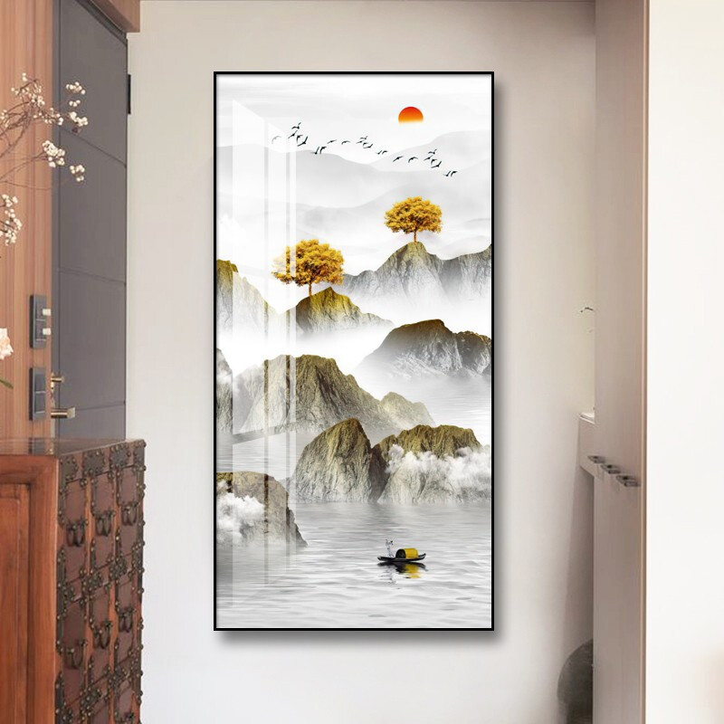如衍 玄关装饰画新中式山水画入户走廊过道尽头壁画酒店公寓进门大气