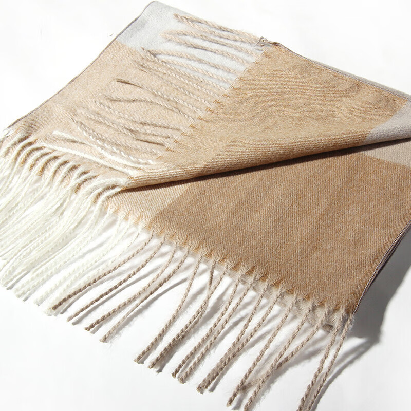 达芬奇密码 秋冬季保暖围巾女欧美风学生围脖情侣格子披肩 1# 浅咖格(205*35cm)