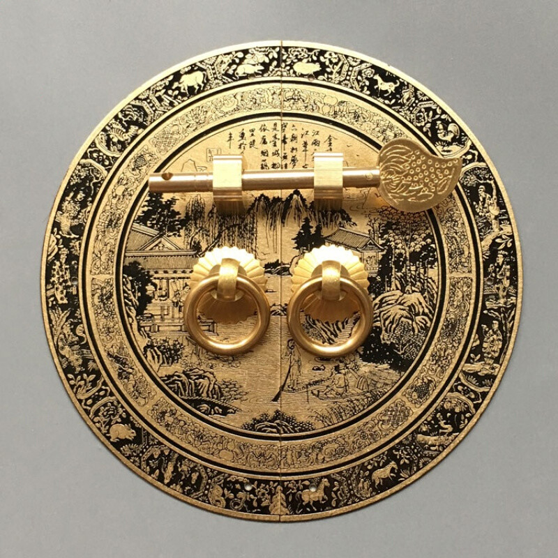 遄运明清仿古铜纯铜柜门圆形铜 14cm【u型针款】