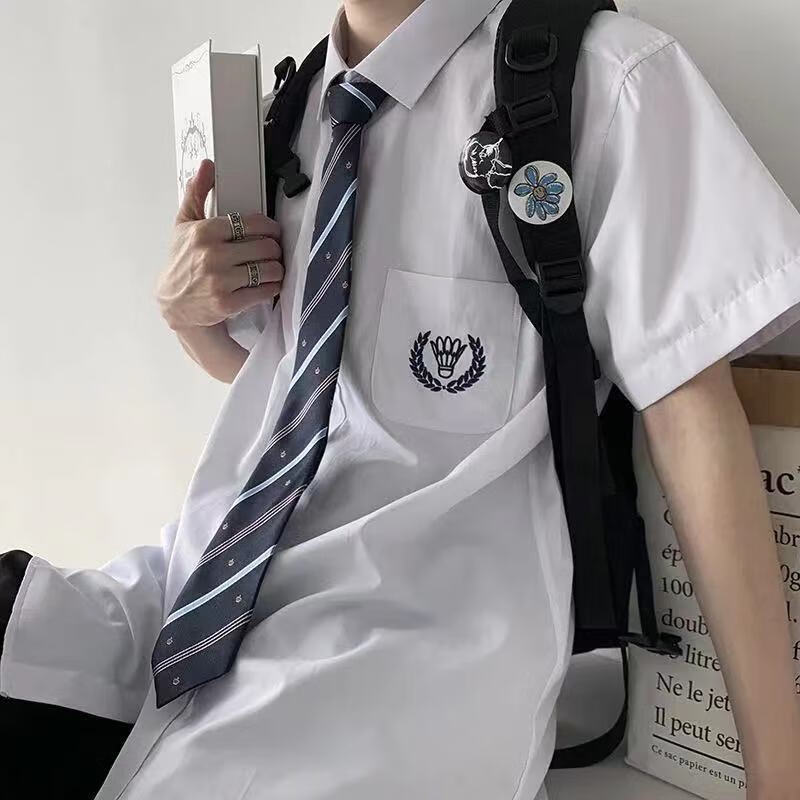 宇严dk制服学院风男生春秋季基础款jk/dk制服套装男韩版潮流宽松短袖
