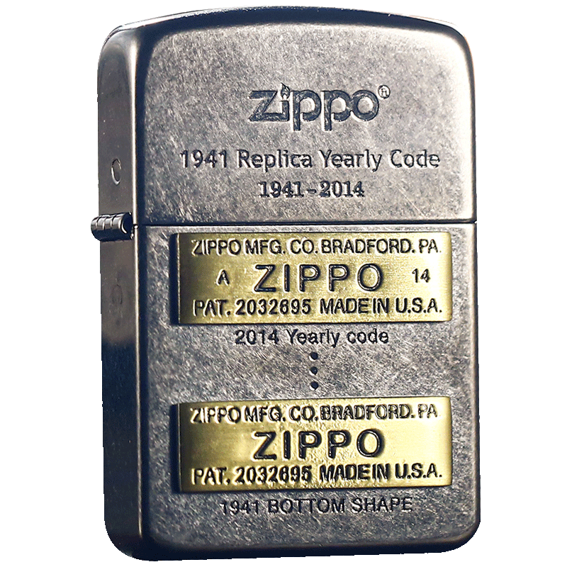 zippo原装防风打火机 1941复刻周年贴章 复古 芝宝官方正版男士 黑冰