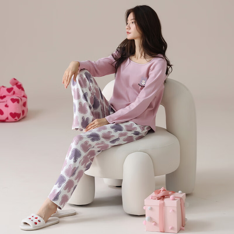 猫人德绒 套头双长女230g 圆领设计 手感柔软 暖冬必备 可外穿家居服 22M68082 M