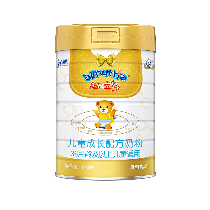 澳優(yōu)（Ausnutria）能立多【整箱購(gòu)買享好禮】?jī)和谭?段（3歲以上）800g 高鈣長(zhǎng)高