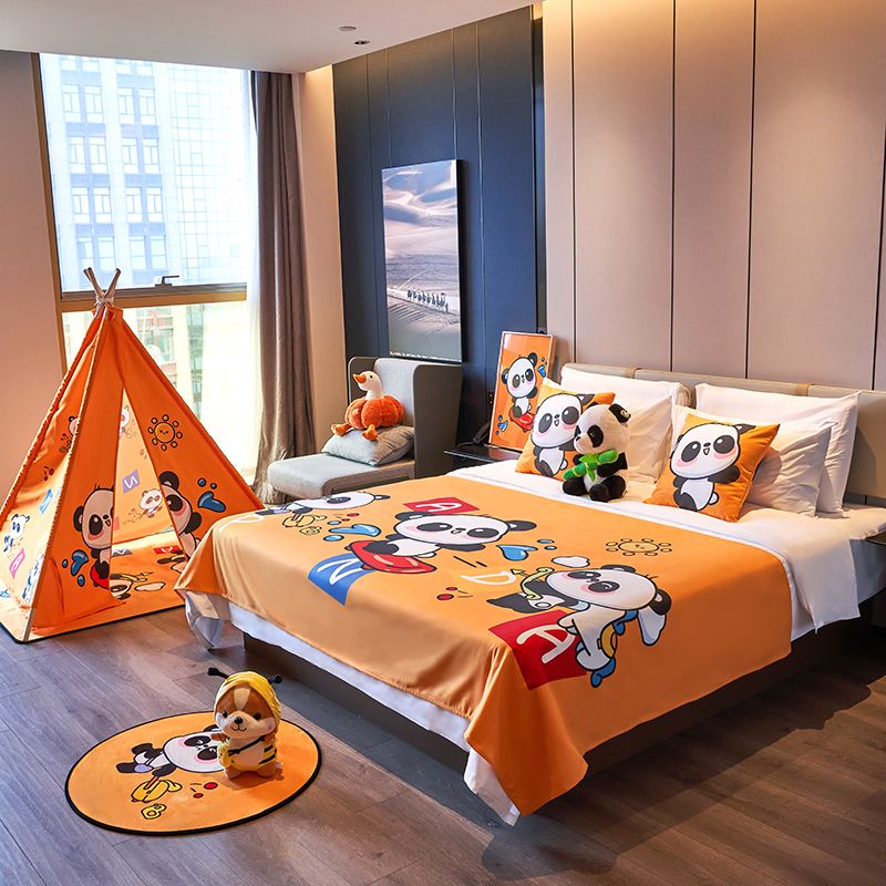 狮奥利兴酒店亲子房床盖布置宾馆度假村儿童屋装饰全套男孩女孩儿童房