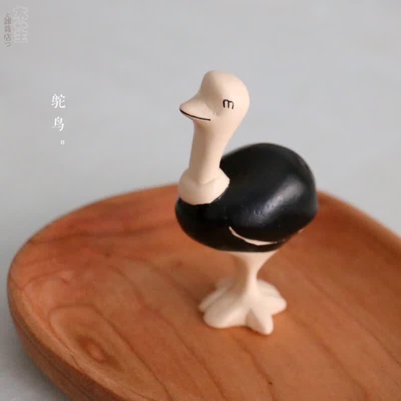 树脂可爱动物萌物礼物工艺品森林款仿木质动物摆件 鸵鸟