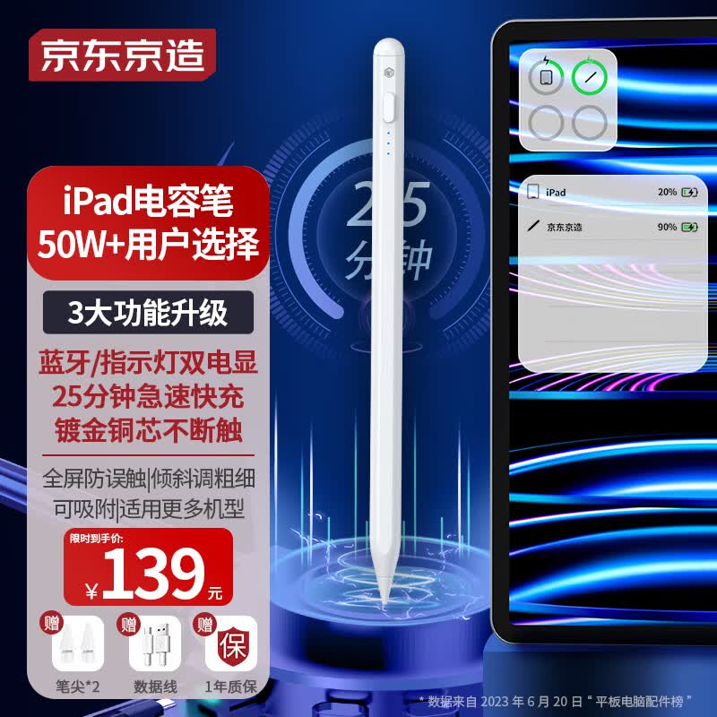 京东京造 电容笔iPad apple pencil苹果笔二代手写平板触屏触控笔2022/2021/9/10/pro/air5/mini6平替ipencil高性价比高么？