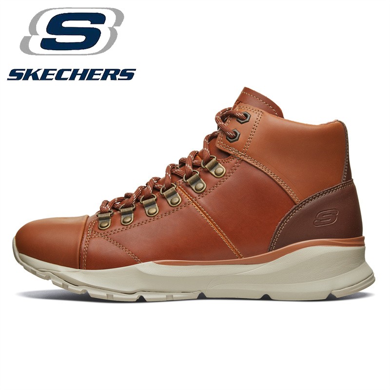 Skechers斯凯奇男鞋春秋休闲靴工装马丁皮靴潮休闲运动鞋65726 棕褐色 42