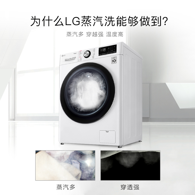 LG 13公斤大容量滚筒洗衣机全自动 360°速净喷淋 蒸汽PLUS除菌除皱 AI直驱变频 羽绒洗 白FCV13G4W 以旧换新