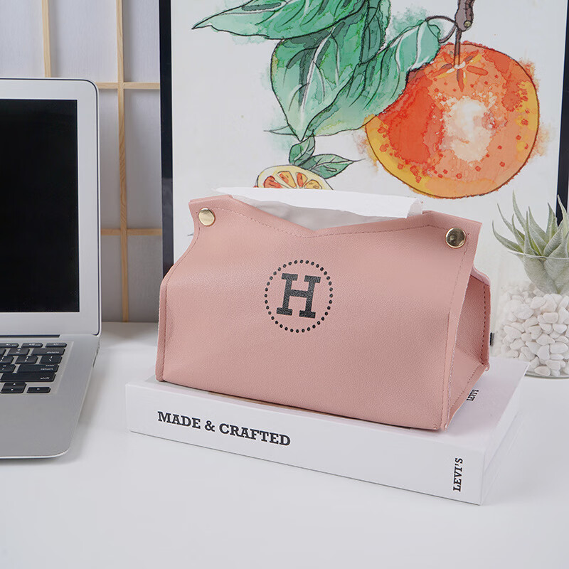 【直发】ins北欧皮革纸巾盒抽纸盒客厅家用创意纸巾筒车载桌面纸 U口粉色