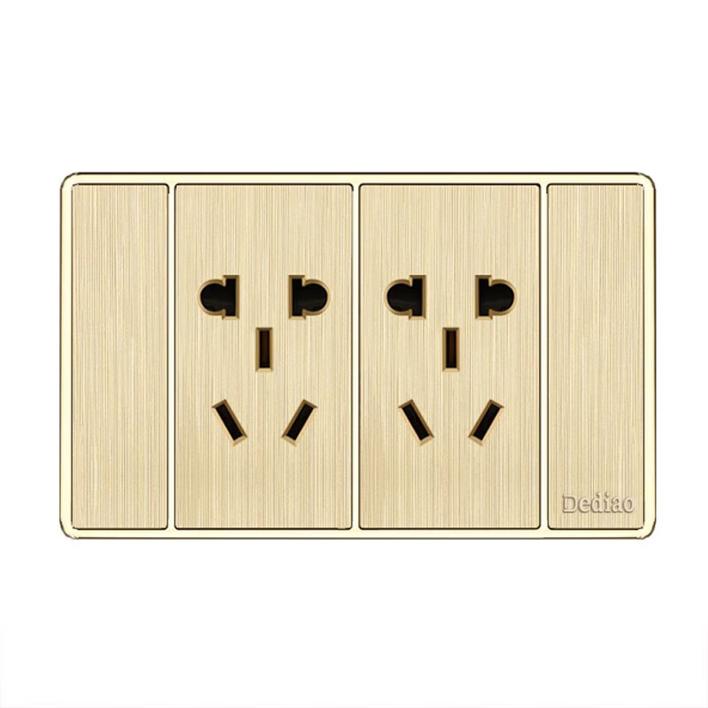 德雕(dediao)118型开关插座面板 118二位10孔 二位小五孔电源插 二位