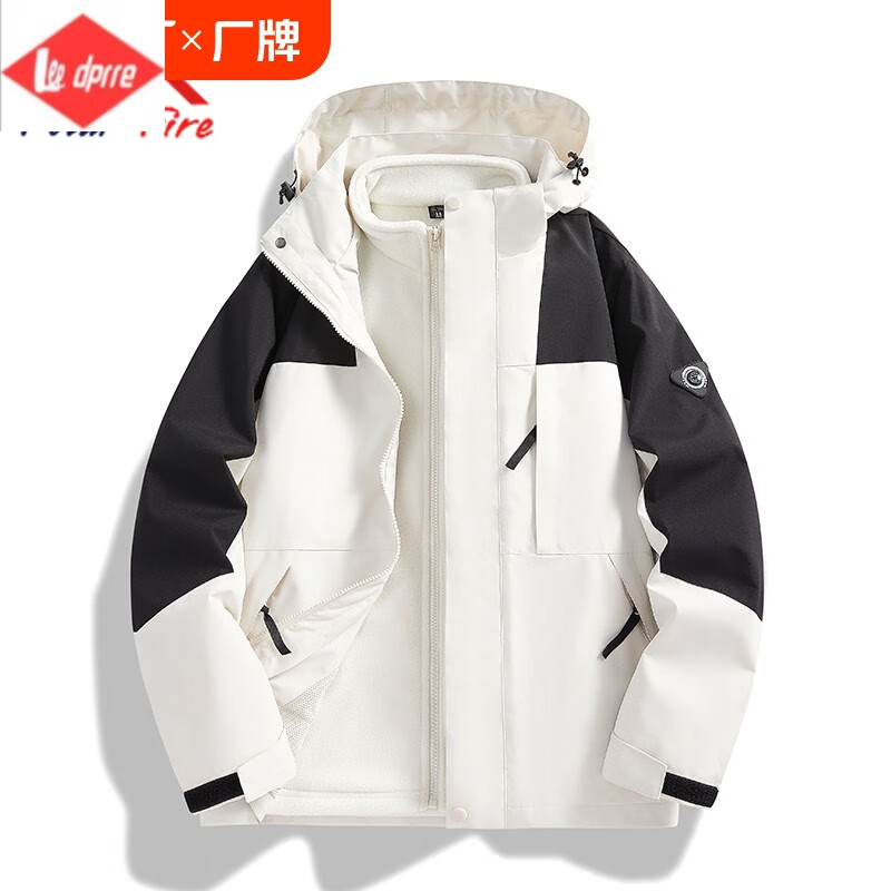 Lee dprre冲锋衣夹克外套男女款秋冬季2024新款三合一可拆卸户外登山服 幻影黑 S