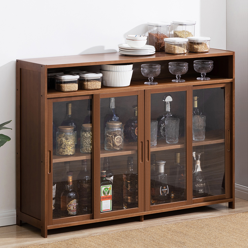 木马人酒柜客厅展示柜家用轻奢玄关柜现代简约吧台红酒架带门餐厅餐边柜 【双向移门】茶色-四门117长属于什么档次?