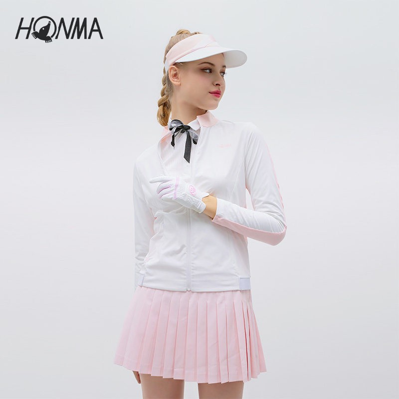 honma运动高尔夫服饰女子夹克时尚立领拼接运动拉链外套 漂白 m