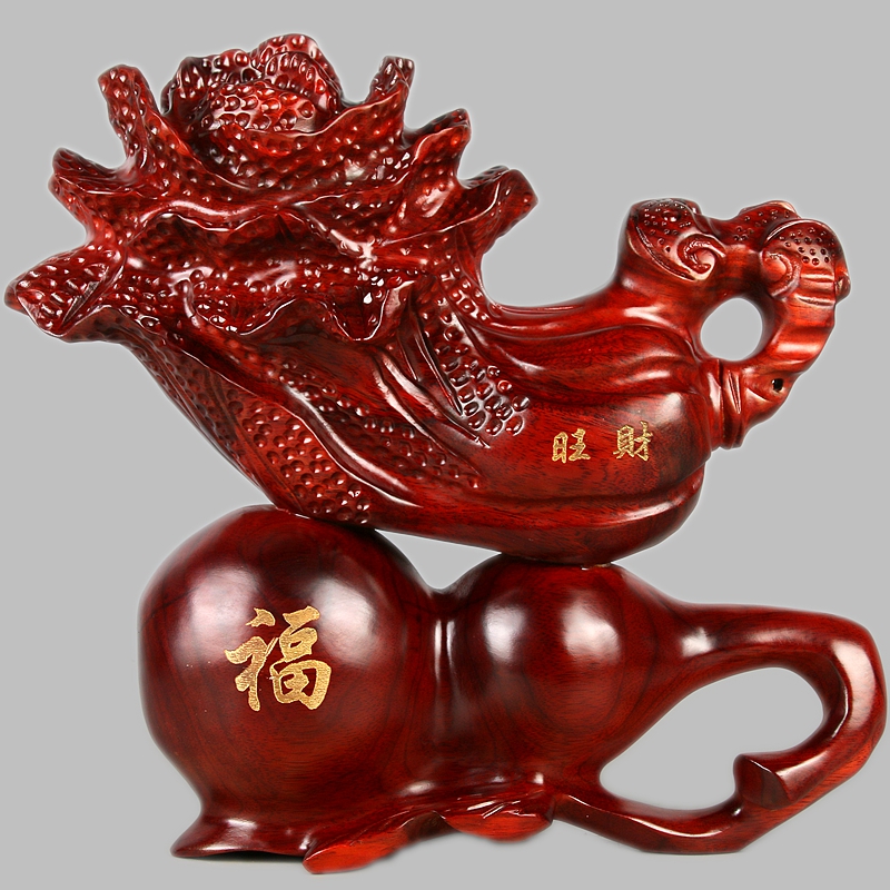 匠俯宅东阳木雕实木红木白菜福字百财葫芦实木家居开业送礼摆件