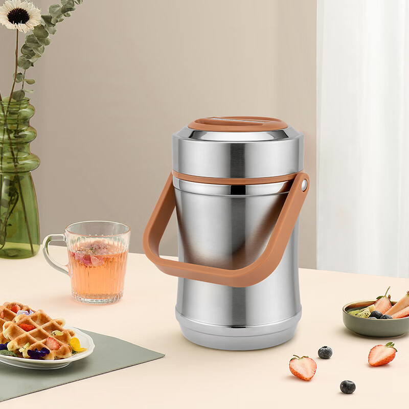 国风 304不锈钢保温提锅 上班族学生党三层真空保温提锅231 304小蛮腰