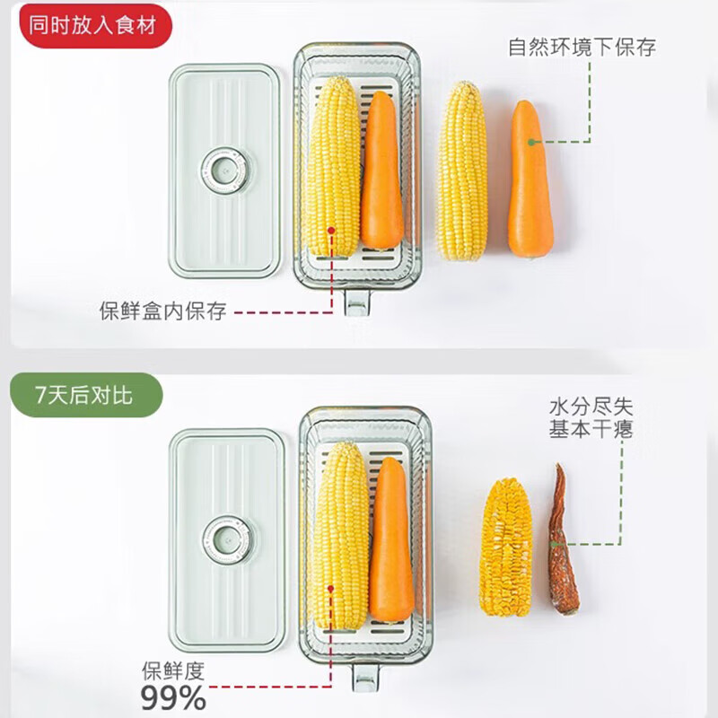 EACHY冰箱收纳盒食品级厨房蔬菜保鲜盒水果鸡蛋储物盒 4个装 透明灰