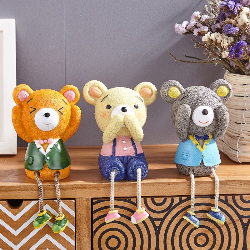 台爵居品客厅小工艺品吊脚娃娃浴室房间卧室内摆设 吊脚娃娃三只小熊