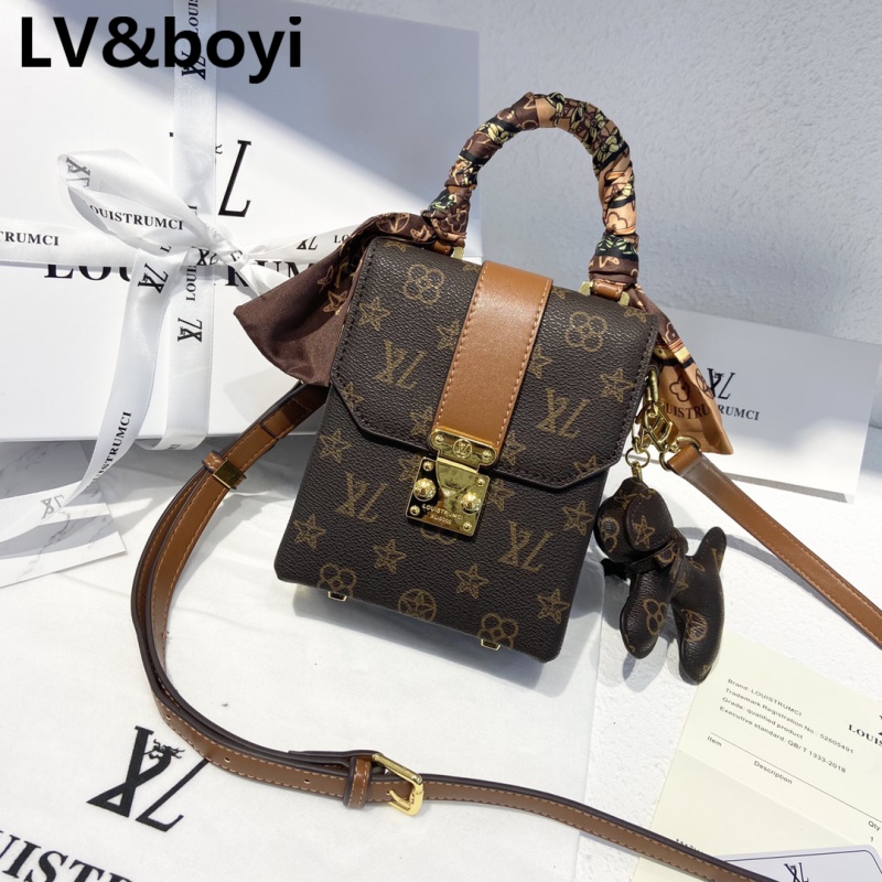 lv&boyi奢侈品官方品牌包包网红盒子包2022新款女包时尚手机包小方包