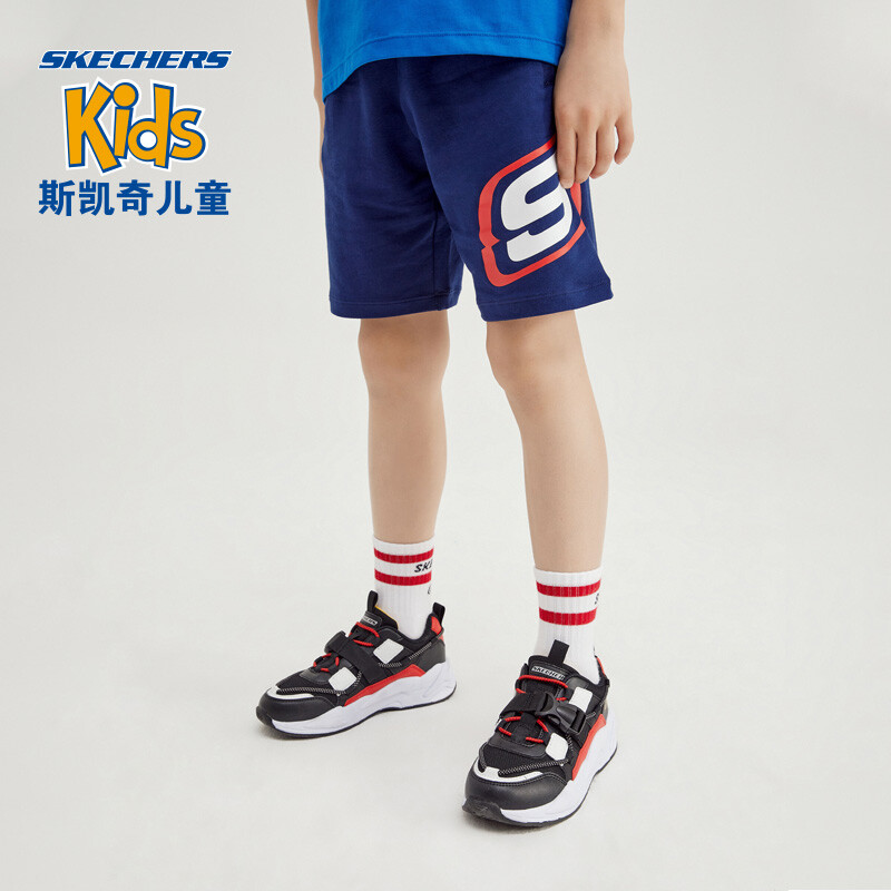 skechers斯凯奇儿童短裤运动中大童五分裤男童裤子l221b127/l221b180