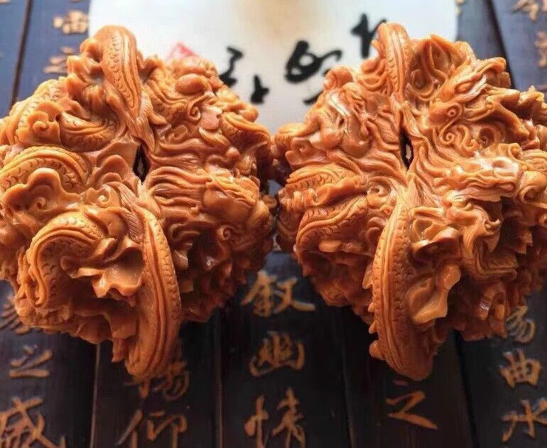 黛莱妮铁核桃文玩核桃雕刻工艺品九龙戏珠手把玩盘玩 文玩核桃大尺寸4