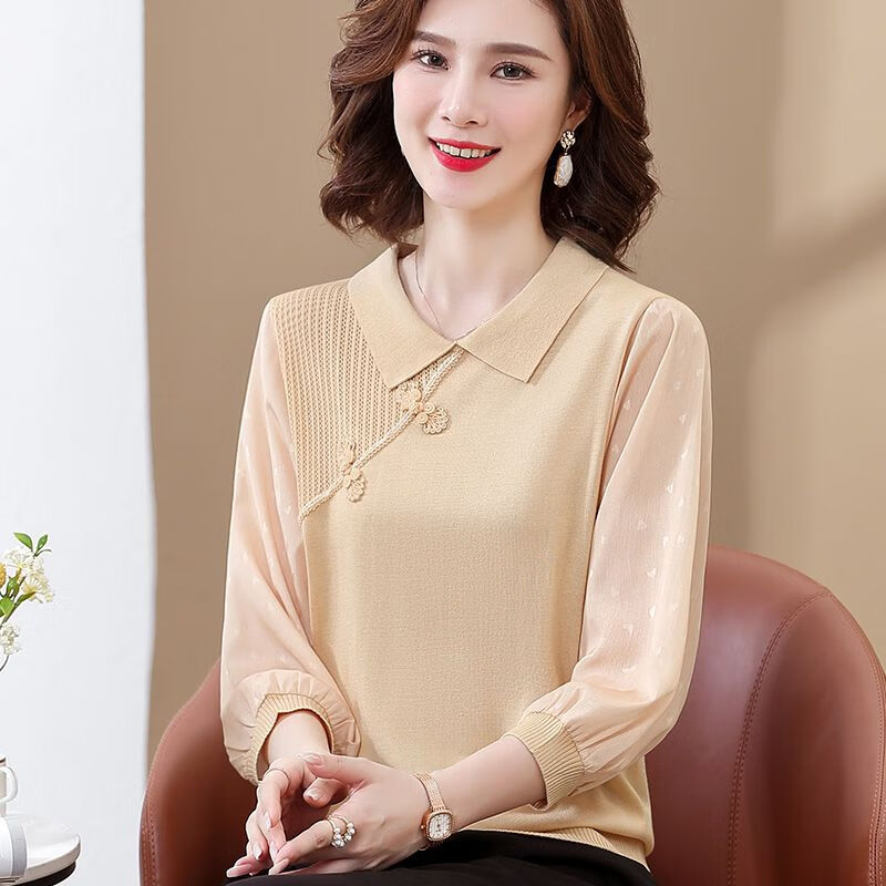 知特妈妈卫衣中年40岁一50岁薄款年轻春装小衫2023新款中老年女装针织
