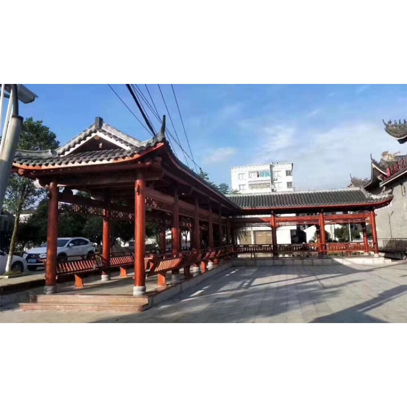 辉煌户外长廊别墅花园庭院中式组装实木仿古防腐木组装古建凉亭小亭子