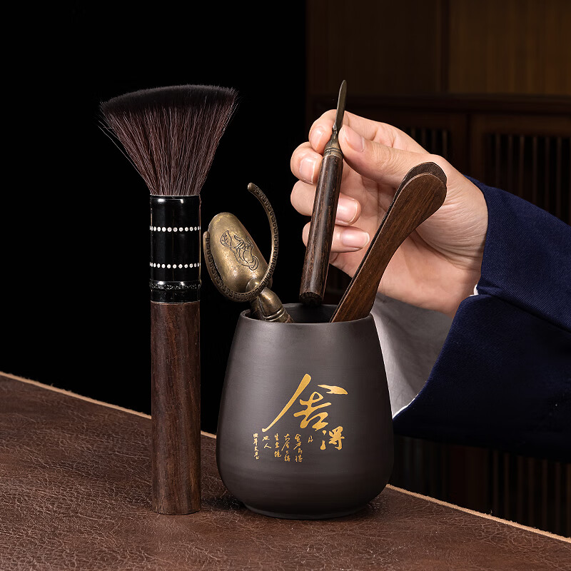 正扬紫砂石磨自动茶具套装家用功夫茶杯懒人泡茶器旋转出水贴花整套 紫砂自动(舍得)六杯+茶道