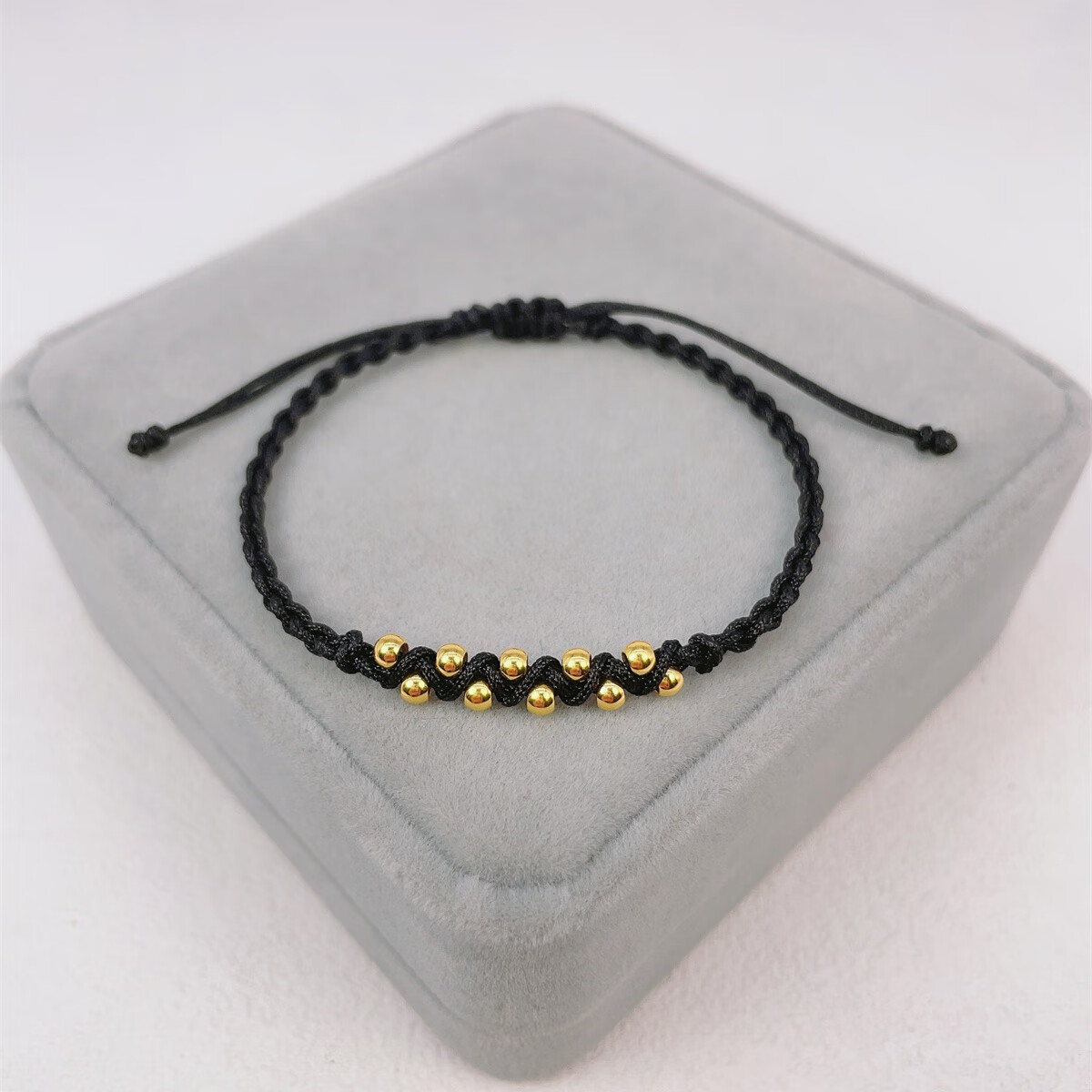 唐秀秀黄金足金999十全十美转运珠金豆手链手工编织编绳小金饰红绳手