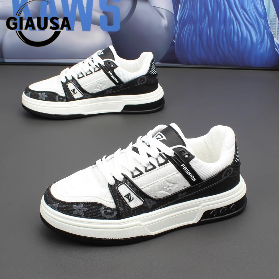 giausa品牌板鞋男印花时尚休闲鞋男女情侣款春季鞋子男轻奢男鞋运动鞋
