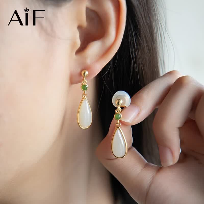 AIF和田玉耳钉女士时尚饰品玉石耳饰耳夹生日礼物毕业礼物送女友 思雨耳钉属于什么档次？