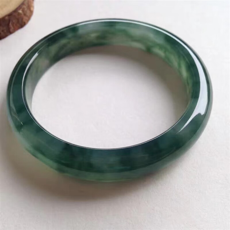 恋聚满色缅甸翡翠玉石乌鸡种手镯女士宽细条玉镯童镯男女复古手镯