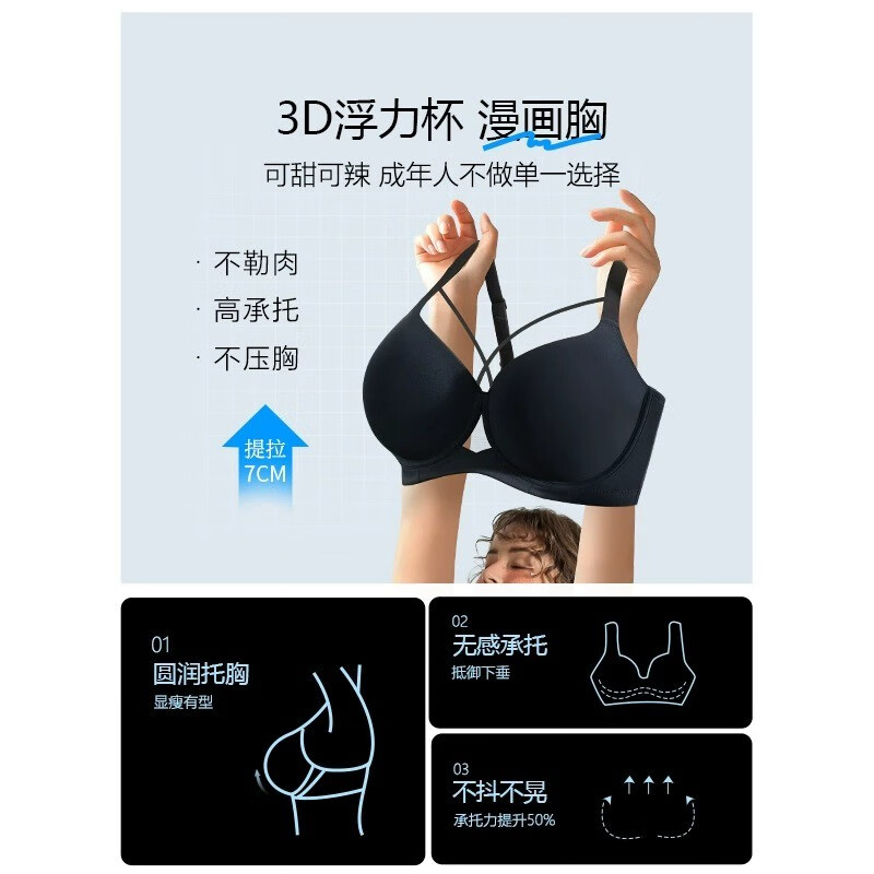 糖粒大码无痕内衣女大胸显大小胖mm聚拢收副乳上托薄款性感文胸罩 美拉德灰 85C