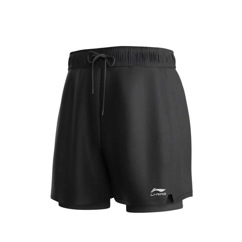 李宁（LI-NING） 泳裤男士专业泳衣泳裤套装成人沙滩裤舒适防雾泳镜泳帽游泳装备 短袖黑五件套【337】 XL 【身高175-180体重65-75kg】