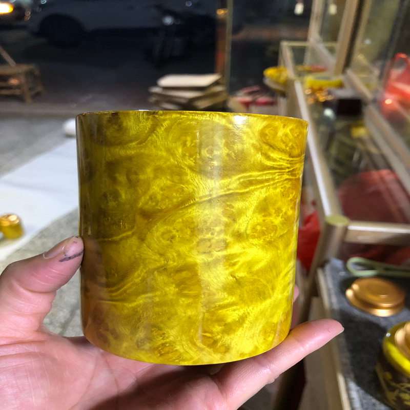 红善金丝楠木笔筒小叶桢楠文房四宝套装书房摆件工艺品实用 黄金樟