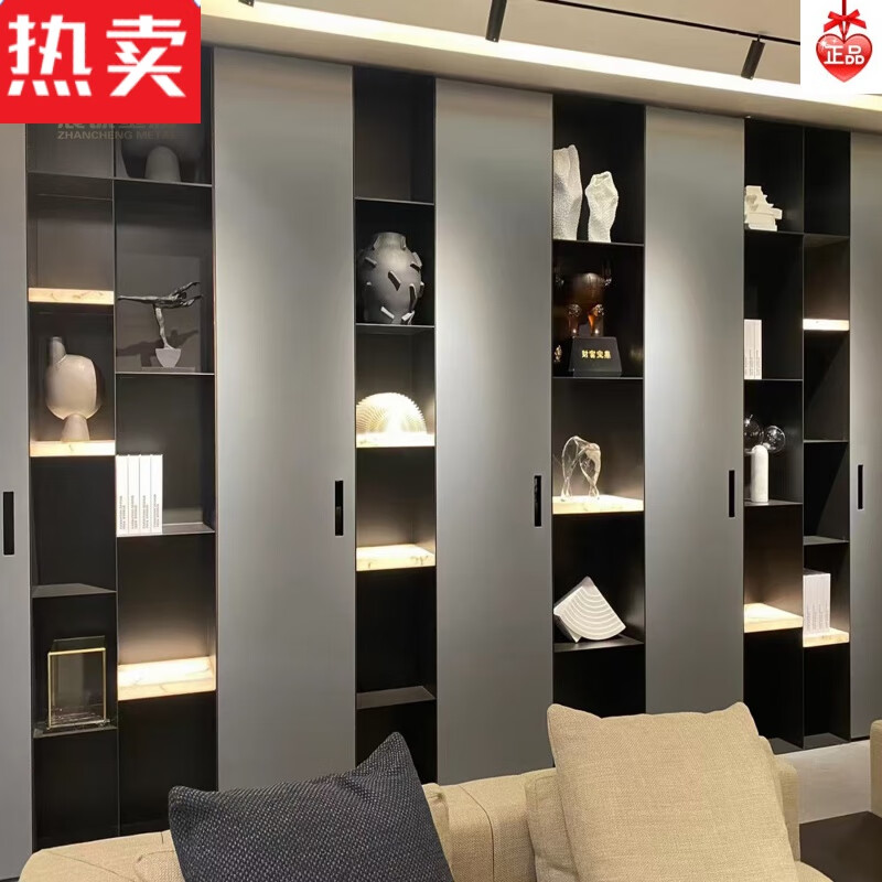 梵靓(fldjl)不锈钢酒柜客厅装饰展示架定制背景墙黑钛壁龛金属轻奢柜