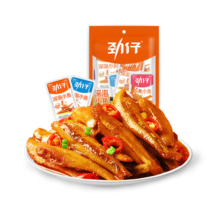 劲仔【零食广场】小鱼仔即食辣条小鱼干 混合味10g*4包
