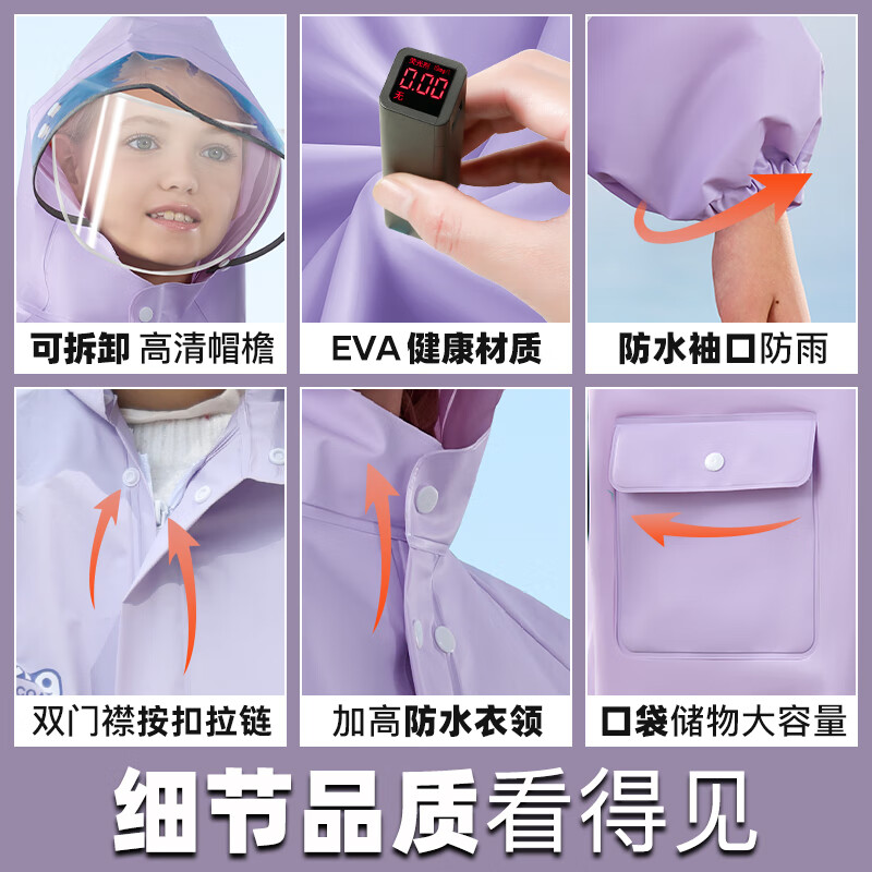 牧萌儿童雨衣男女童带书包位全身加厚长款防水透气中大童学生上学雨披 深蓝色机甲【升级透气款】 4XL（建议身高140-160cm）