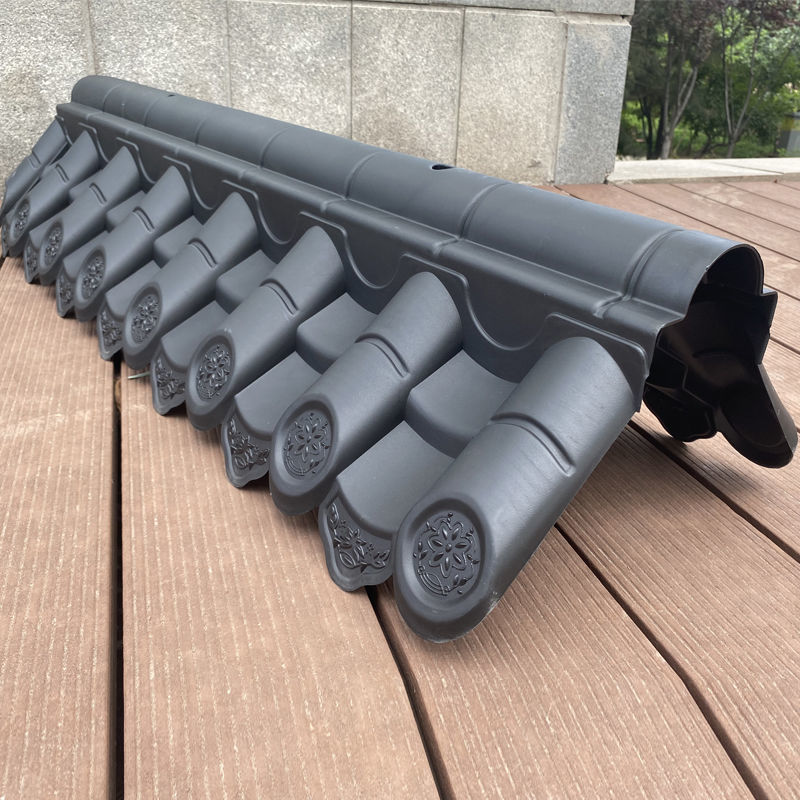 双面墙头瓦仿古瓦pvc树脂瓦盖帽双面一体围墙瓦马头墙压顶瓦墙帽 深灰