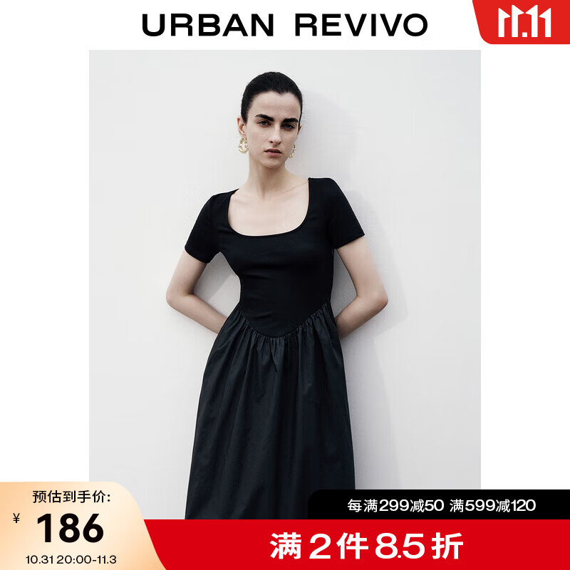 UR2023夏季女装复古赫本叠层拼接紧身宝藏连衣裙UWG732087 正黑 M怎么样,好用不?