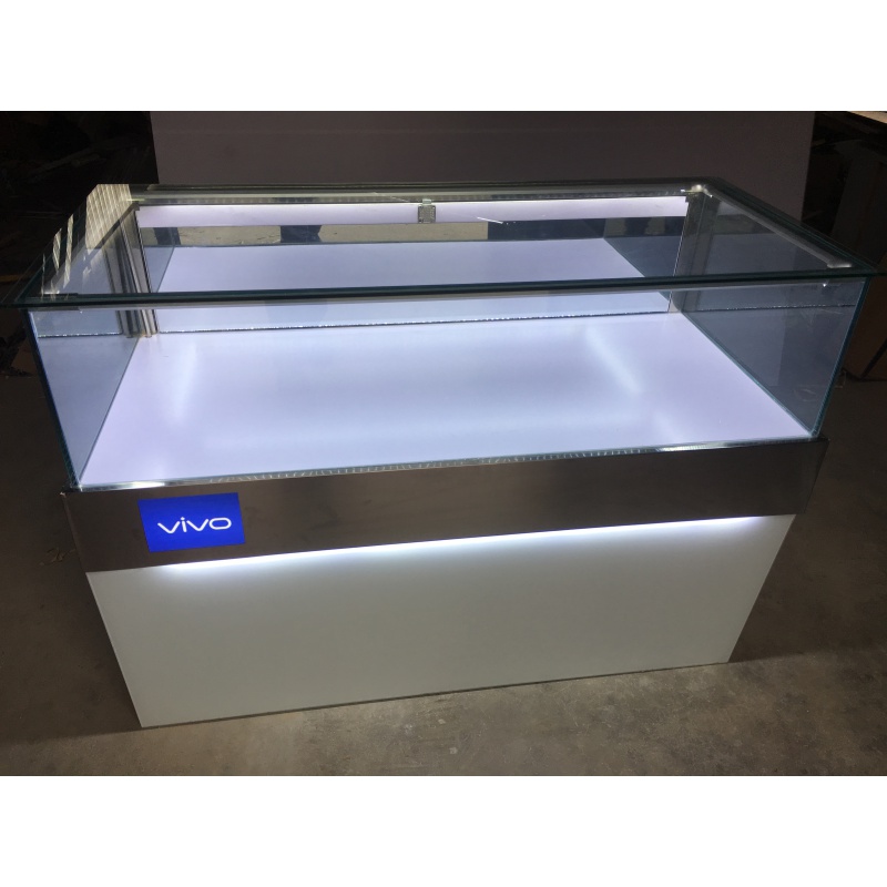 木纹手机珠宝柜玻璃展示柜华韦op手机陈列柜货架手机柜台订做 vivo