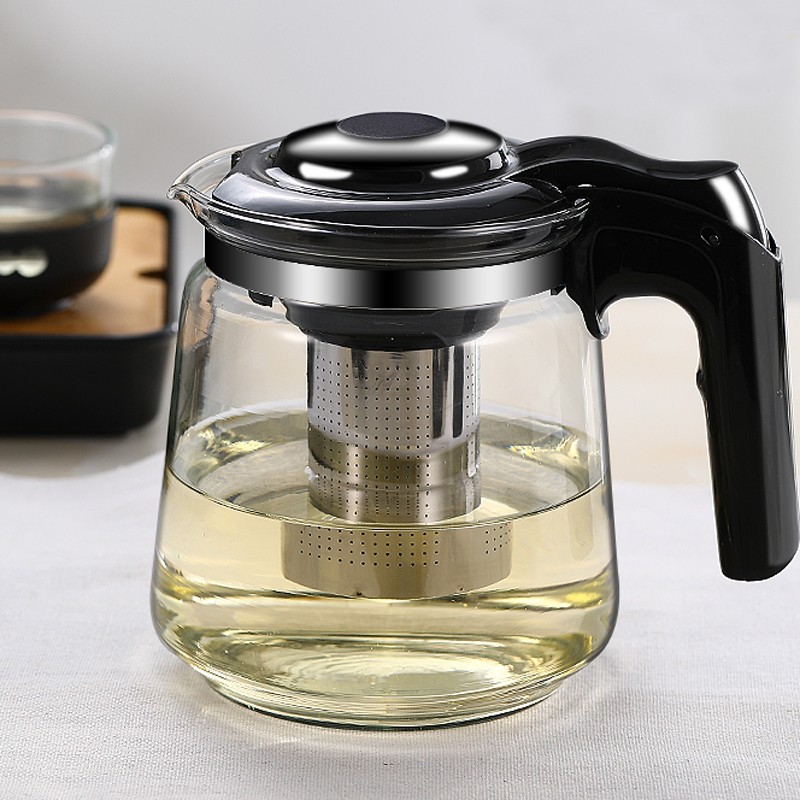 禾艾苏（heisou）玻璃茶壶大容量耐热玻璃花茶壶泡茶器不锈钢过滤冲茶器功夫茶具 1500ml茶壶