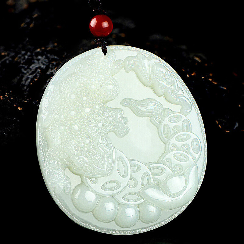 天然和田玉金蟾吊坠 金蟾吸钱玉坠 男女挂件 招财玉蟾 图片色 款式一