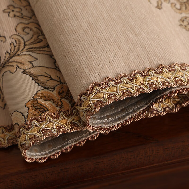 乐唯仕美式桌旗轻奢高端餐桌旗布高级感长条茶几布欧式餐边柜斗柜盖布巾 塞纳花园-米(高定款) 35cm*210cm(尺寸包含吊穗)